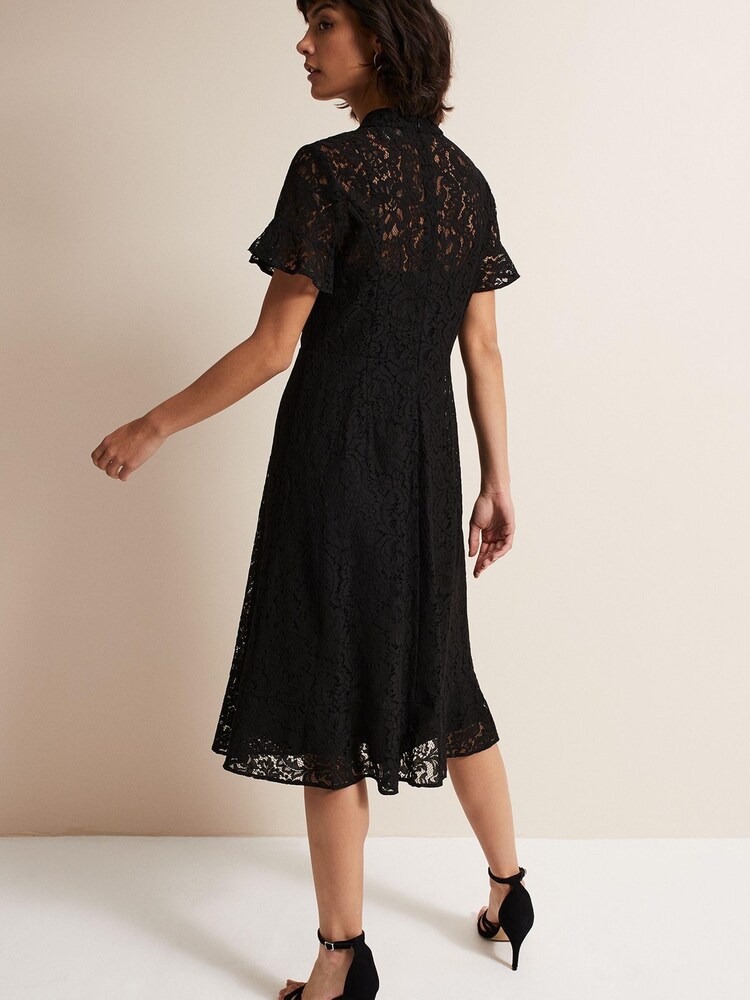 Phase Eight Black Rimsha Black Lace Midi Dress - Image 2 of 6