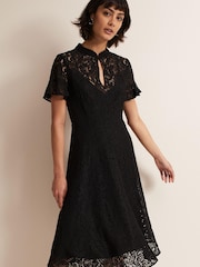 Phase Eight Black Rimsha Black Lace Midi Dress - Image 3 of 6