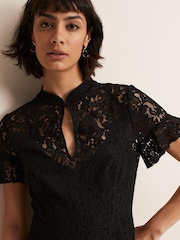 Phase Eight Black Rimsha Black Lace Midi Dress - Image 4 of 6
