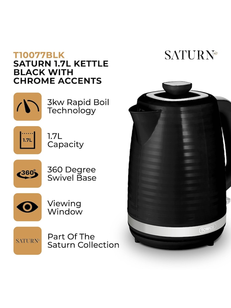 Tower Black Saturn 1.7L Kettle - Image 2 of 8