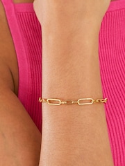 Accessorize Gold Tone Trombone Chain T-Bar Bracelet - Image 3 of 3