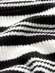 Black and White Stripe Sheer Gem Button Knitted Top - Image 6 of 6