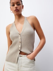 Sage Green Knitted Button Vest - Image 1 of 8
