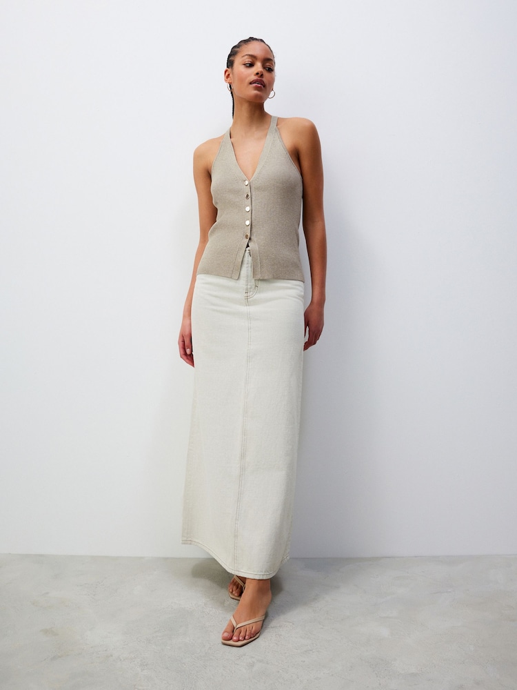 Sage Green Knitted Button Vest - Image 2 of 8