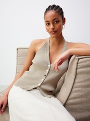 Sage Green Knitted Button Vest - Image 3 of 8