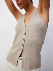 Sage Green Knitted Button Vest - Image 5 of 8