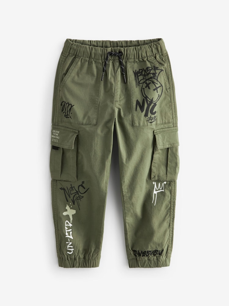 Khaki Graffiti Cargo Trousers (3-16yrs) - Image 1 of 3