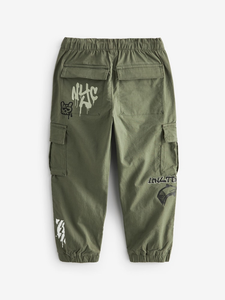 Khaki Graffiti Cargo Trousers (3-16yrs) - Image 2 of 3