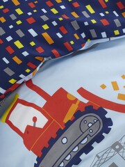 Catherine Lansfield Blue Kids Construction Easy Care 100% Cotton Fitted Sheet - Image 3 of 3