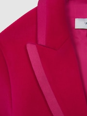 Reiss Bright Pink Bree 9-14 yrs Single Breasted Velvet Blazer - Image 6 of 6