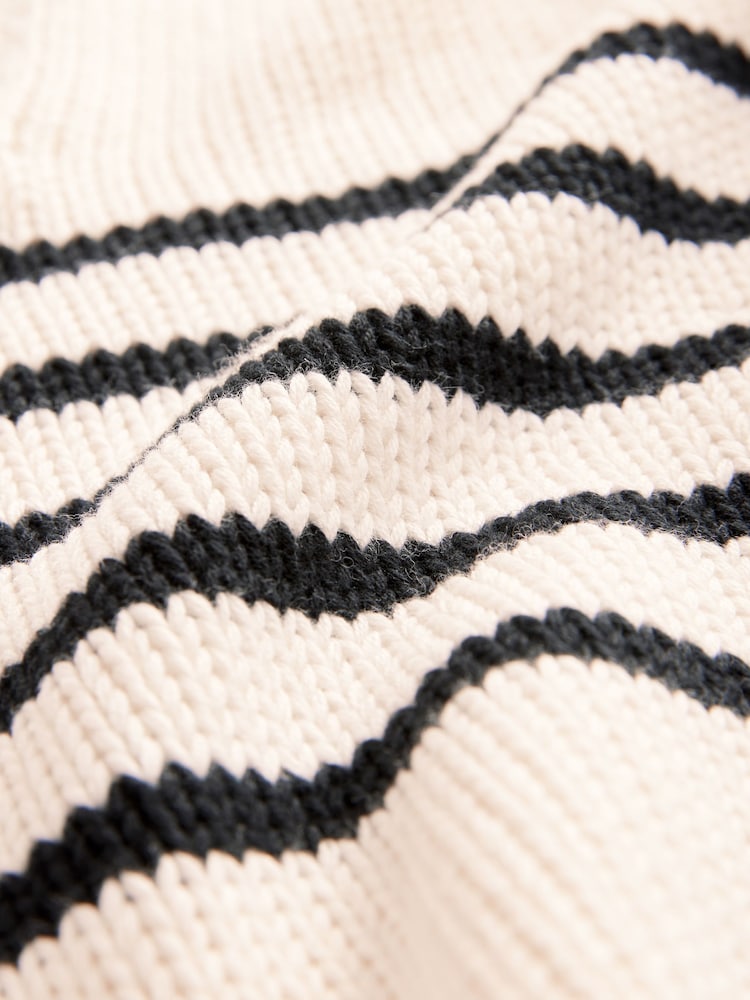 Ecru White Stripe Premium Fly Collar Jumper - Image 7 of 7