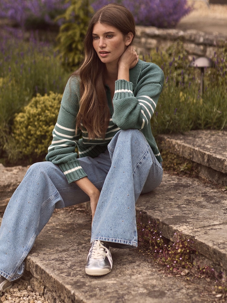 Blue Stripe Premium Fly Collar Jumper - Image 2 of 7