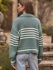 Blue Stripe Premium Fly Collar Jumper - Image 3 of 7