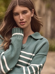 Blue Stripe Premium Fly Collar Jumper - Image 4 of 7