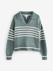Blue Stripe Premium Fly Collar Jumper - Image 6 of 7