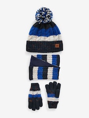 Blue Stripe Hat, Scarf and Gloves Set (3-16yrs) - Image 1 of 2