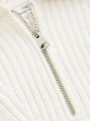 Cream Open Stitch Mesh Zip Neck Collar Jumper - Image 6 of 7