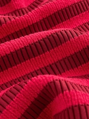 Red Stripe Short Sleeve Ribbed Knitted Bardot Top - Image 6 of 6