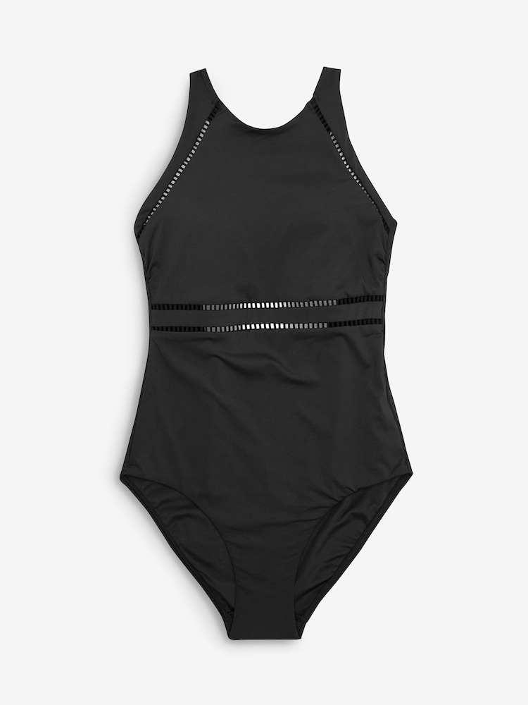Black High Neck Tummy Control Shaping Swimsuit - Image 2 of 2