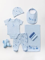 Rock-A-Bye Baby Boutique Light Blue Printed Baby 100% Cotton Gift Set 10 Piece - Image 1 of 6