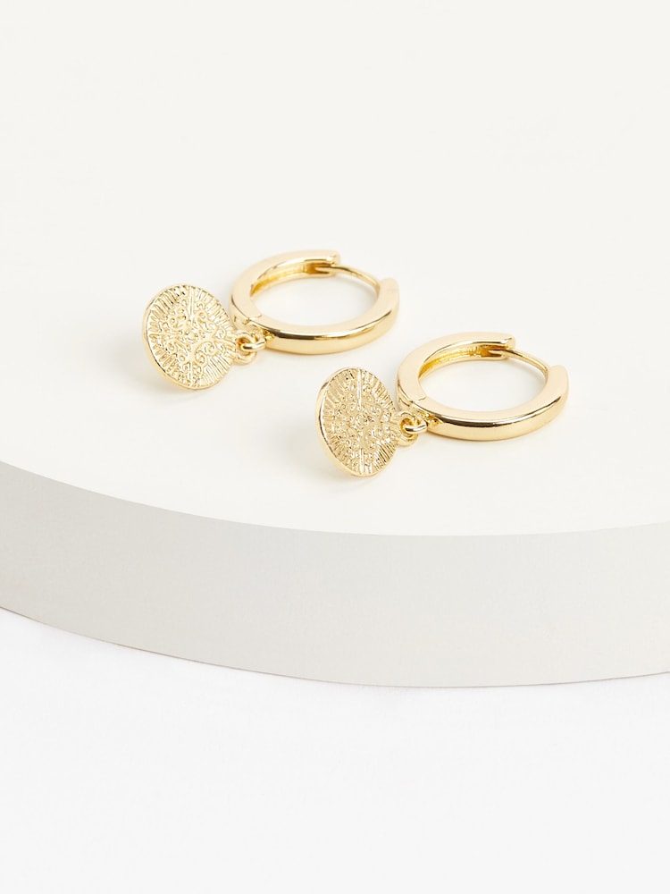 PILGRIM Gold Nomad Small Hoop Earrings with Coin Pendant - Image 1 of 4