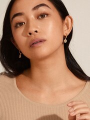 PILGRIM Gold Nomad Small Hoop Earrings with Coin Pendant - Image 4 of 4