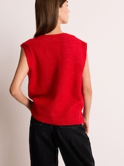 Red Sleeveless Button Through Cable Knitted Waistcoat - Image 3 of 7