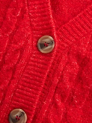 Red Sleeveless Button Through Cable Knitted Waistcoat - Image 6 of 7