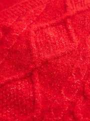 Red Sleeveless Button Through Cable Knitted Waistcoat - Image 7 of 7