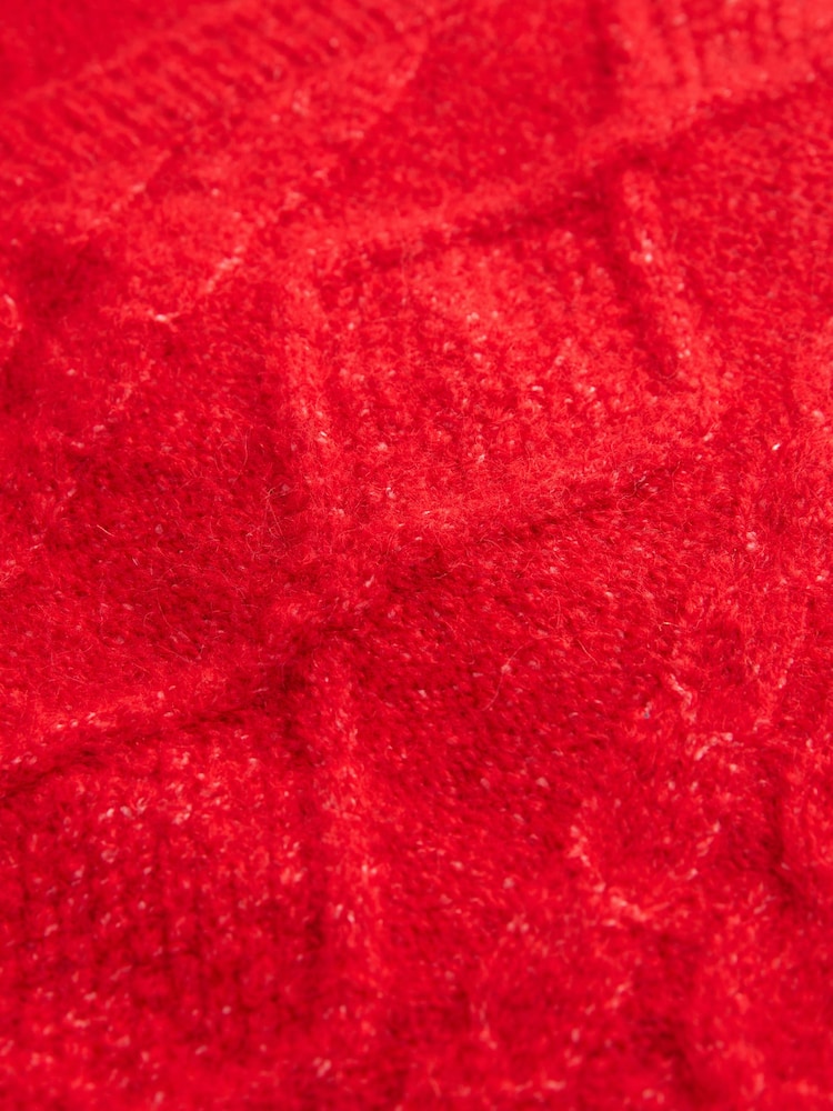 Red Sleeveless Button Through Cable Knitted Waistcoat - Image 7 of 7