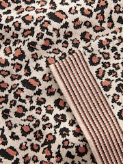 Brown Co-ord Leopard Animal Print Knitted Crew Neck T-Shirt - Image 6 of 6