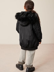 črna - odporen na dež Longline Padded Bomber jakna; suknjič (6-16yrs) - Slika 3 iz 10