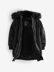 črna - odporen na dež Longline Padded Bomber jakna; suknjič (6-16yrs) - Slika 7 iz 10