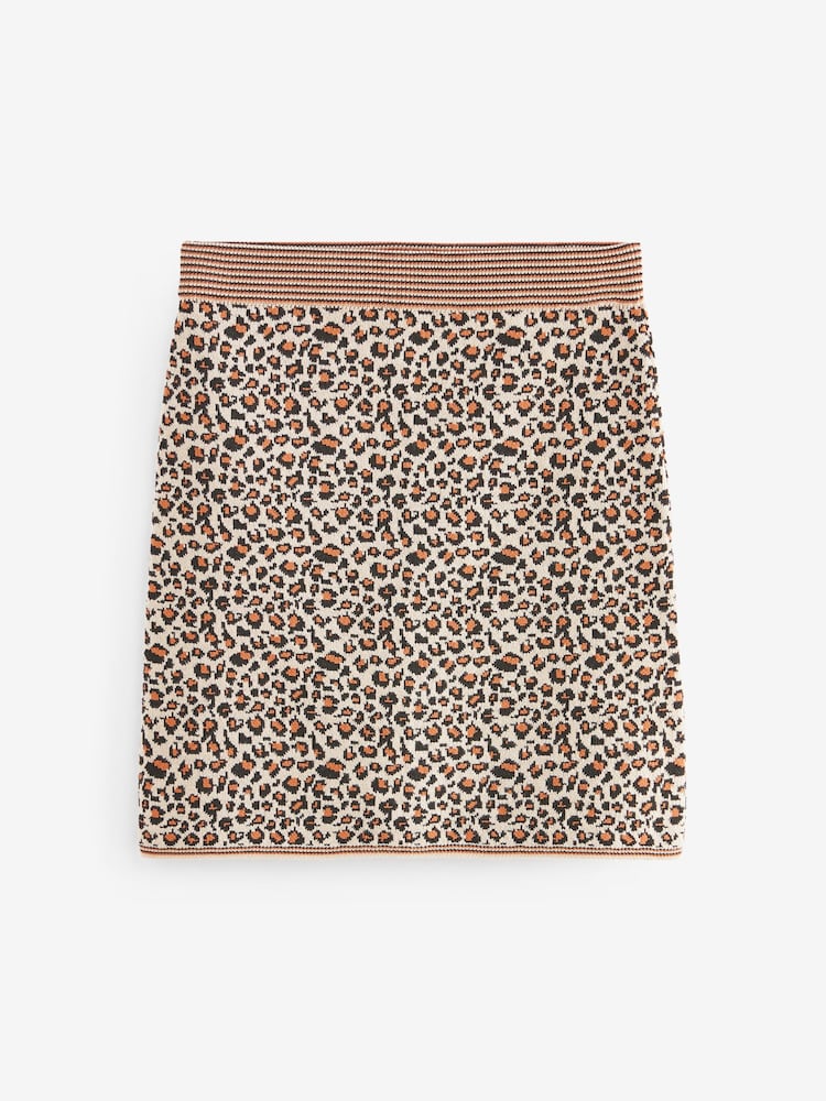 Brown Co-Ord Leopard Animal Knitted Mini Skirt - Image 6 of 6