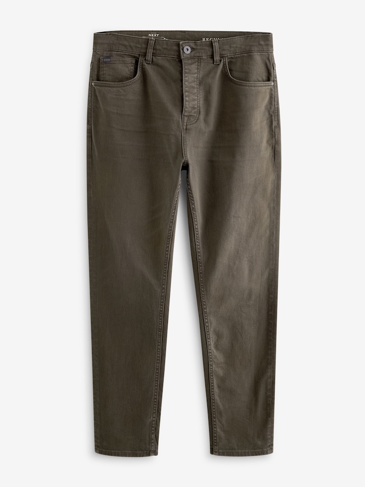 Brown Dark Regular Fit Overdyed Denim Jeans - Image 6 of 10
