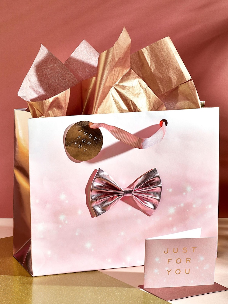 Pink Just For You Gift Bag and Card Set - Image 1 of 2