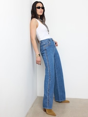 Mint Velvet Swirl Detail Wide Jeans - Εικόνα 1 από 7