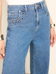 Mint Velvet Swirl Detail Wide Jeans - Εικόνα 4 από 7
