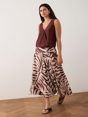 Mint Velvet Red Palm Print Maxi Skirt - Image 1 of 8