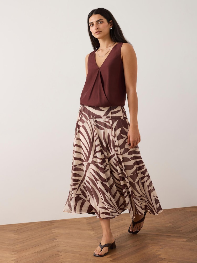 Mint Velvet Red Palm Print Maxi Skirt - Image 1 of 8