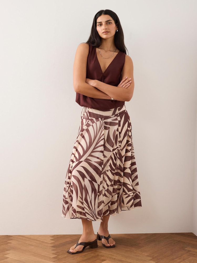 Mint Velvet Red Palm Print Maxi Skirt - Image 2 of 8