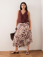 Mint Velvet Red Palm Print Maxi Skirt - Image 3 of 8
