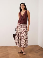 Mint Velvet Red Palm Print Maxi Skirt - Image 5 of 8