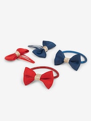 JoJo Maman Bébé Navy & Red 4-Piece Hairbands and Hairclips Set - Image 2 of 3