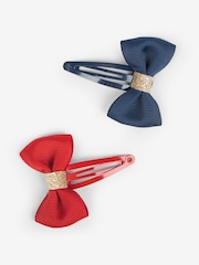 JoJo Maman Bébé Navy & Red 4-Piece Hairbands and Hairclips Set - Image 3 of 3