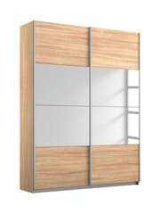 Rauch Oak Cameron Wood and Mirror Sliding Semi 1.3m Sliding Fitted Wardrobe - Image 2 of 2