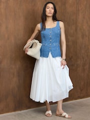 Mint Velvet Blue Denim Top - Image 3 of 8