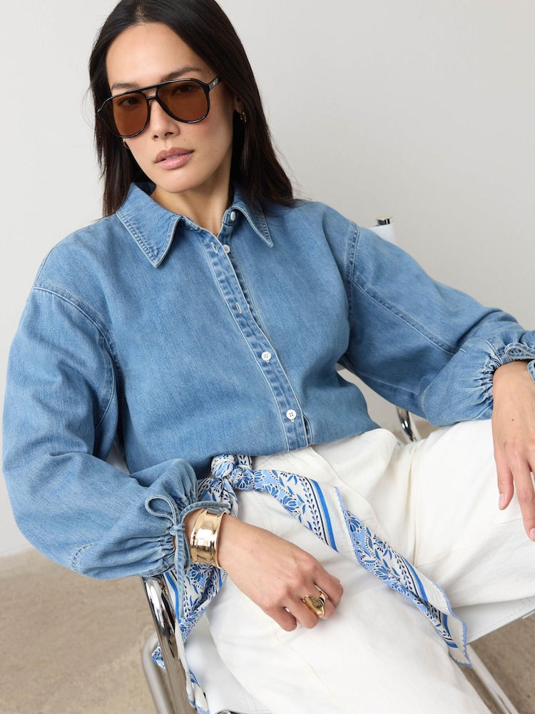 Mint Velvet Blue Denim Shirt - Image 1 of 8
