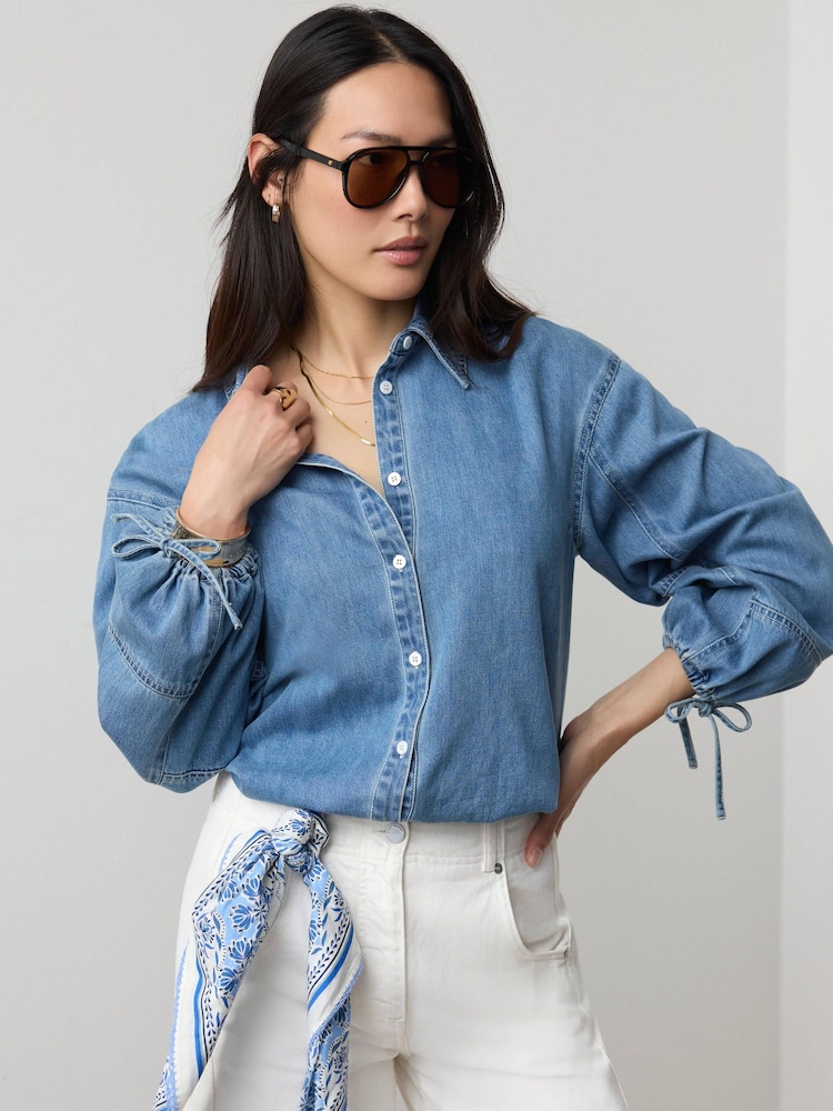 Mint Velvet Blue Denim Shirt - Image 2 of 8