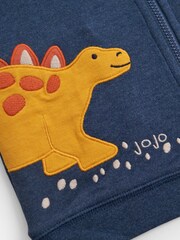 JoJo Maman Bébé Indigo Boys Dinosaur Appliqué Reversible Hoodie - Image 5 of 5